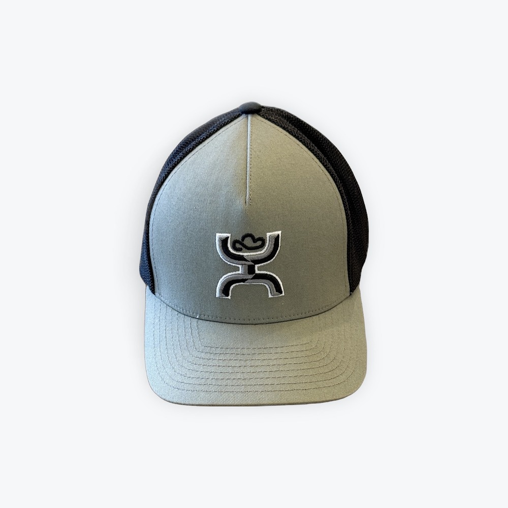 Hooey Flexfit Trucker Hat Mens L-XL Olive Green Black Mesh Back Logo Cap